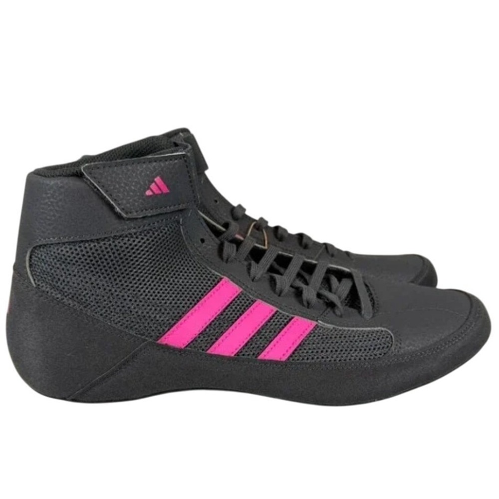 Adidas Wrestling Shoes Men Size 11.5 High Top Pink Stripes Black Gray